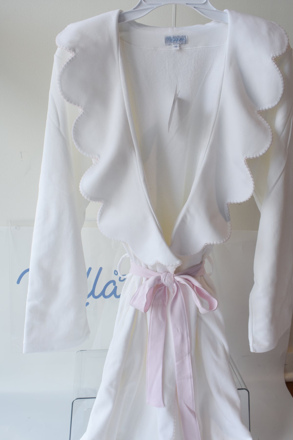 Nella Women's Robe-Pink Picot Trim