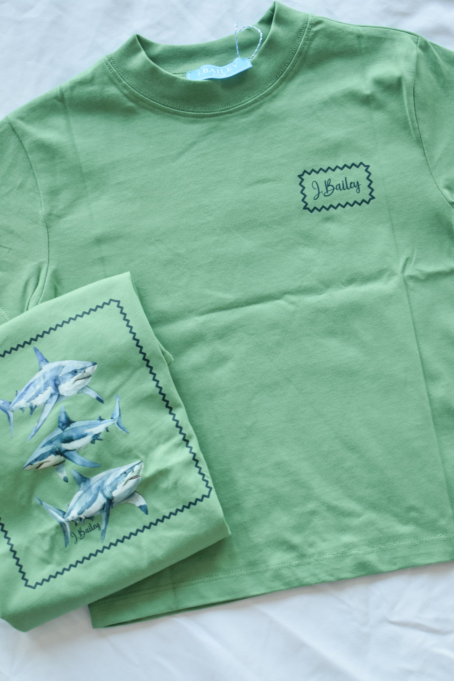 Short Sleeve Logo Tee-Sharks on Sage