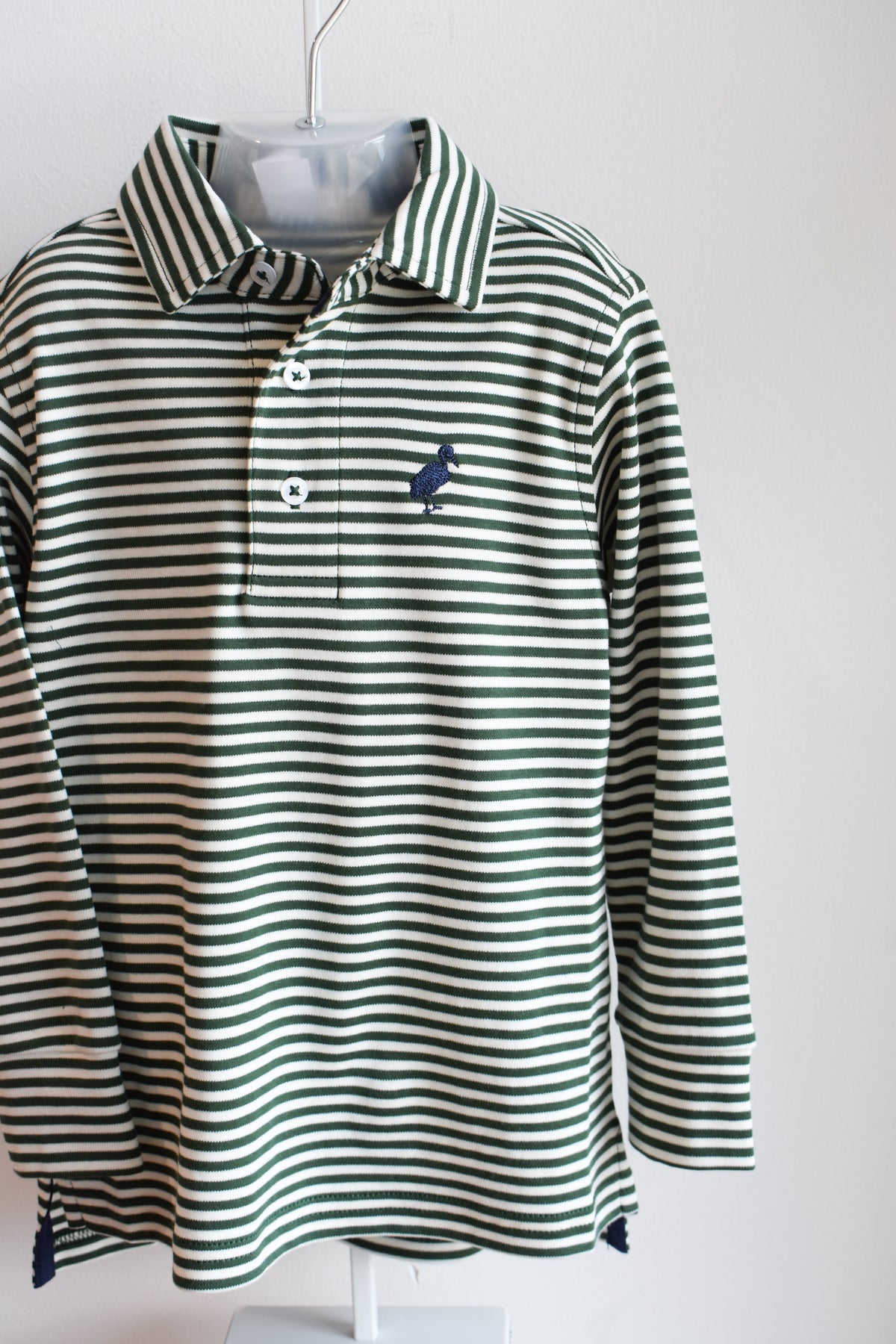 Prim and Proper Polo LS-Grier Green/Palmetto Pearl Stripe