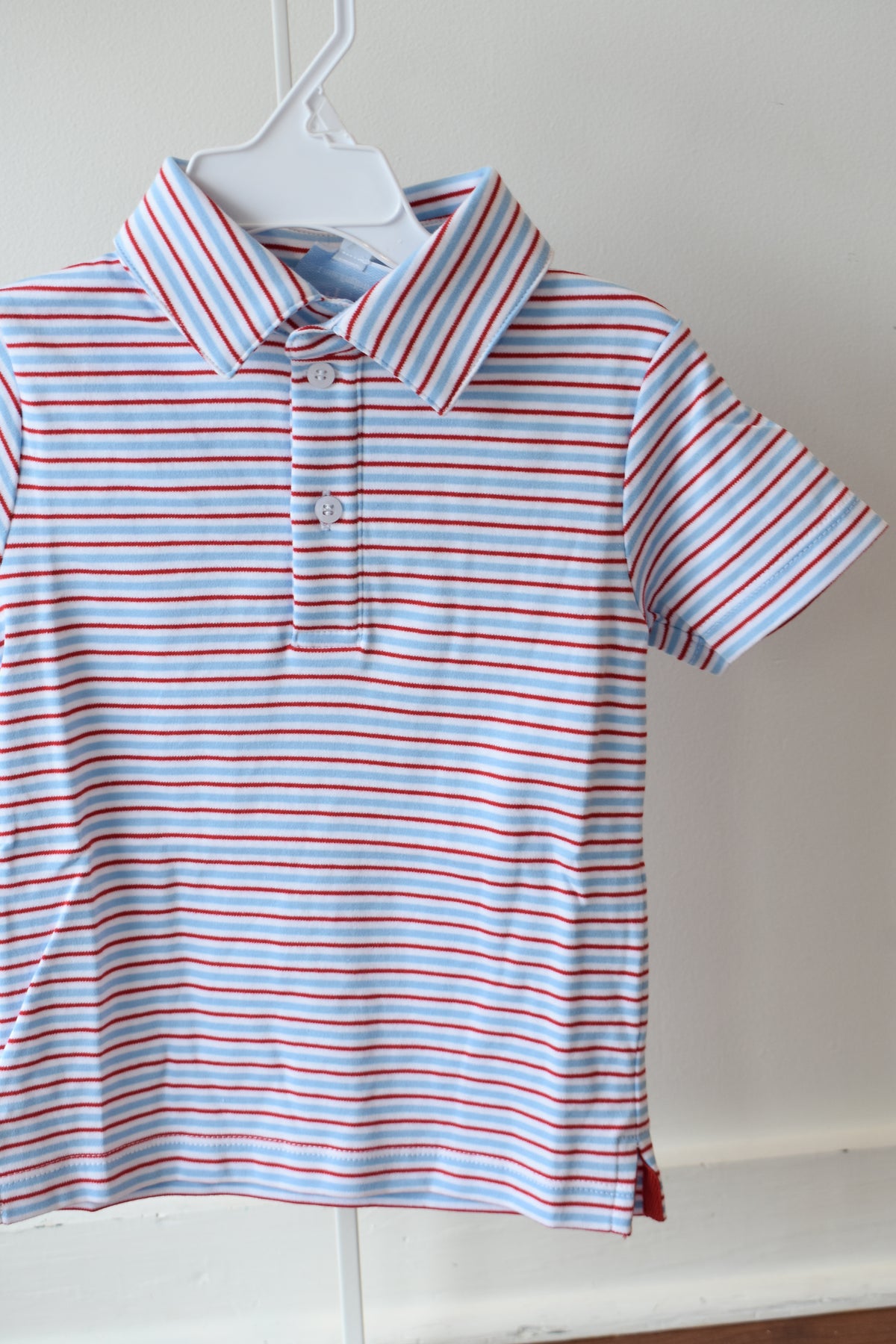Basic Short Sleeve Polo-Primary Stripes
