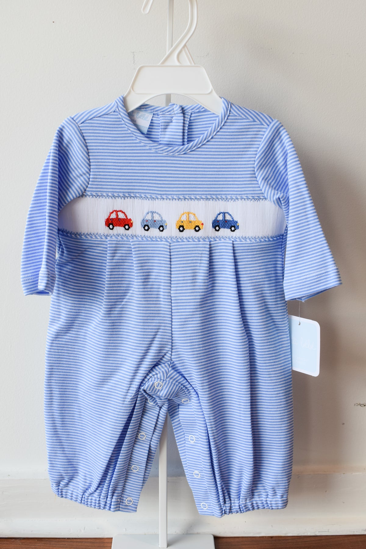 Beep Beep Blue Stripe Knit Romper