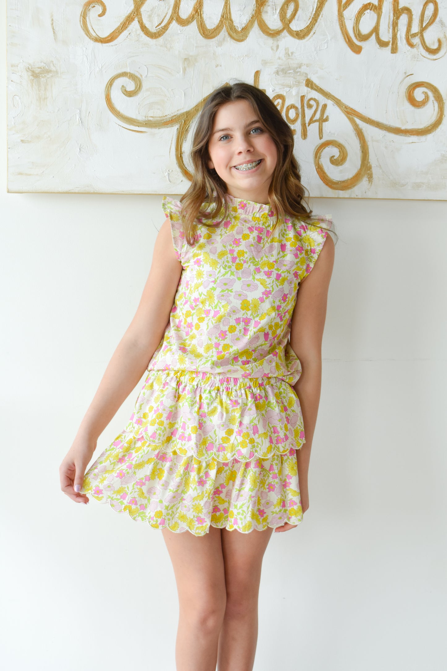 Angel Sleeve Tinsley Top-Bedford Buttercup