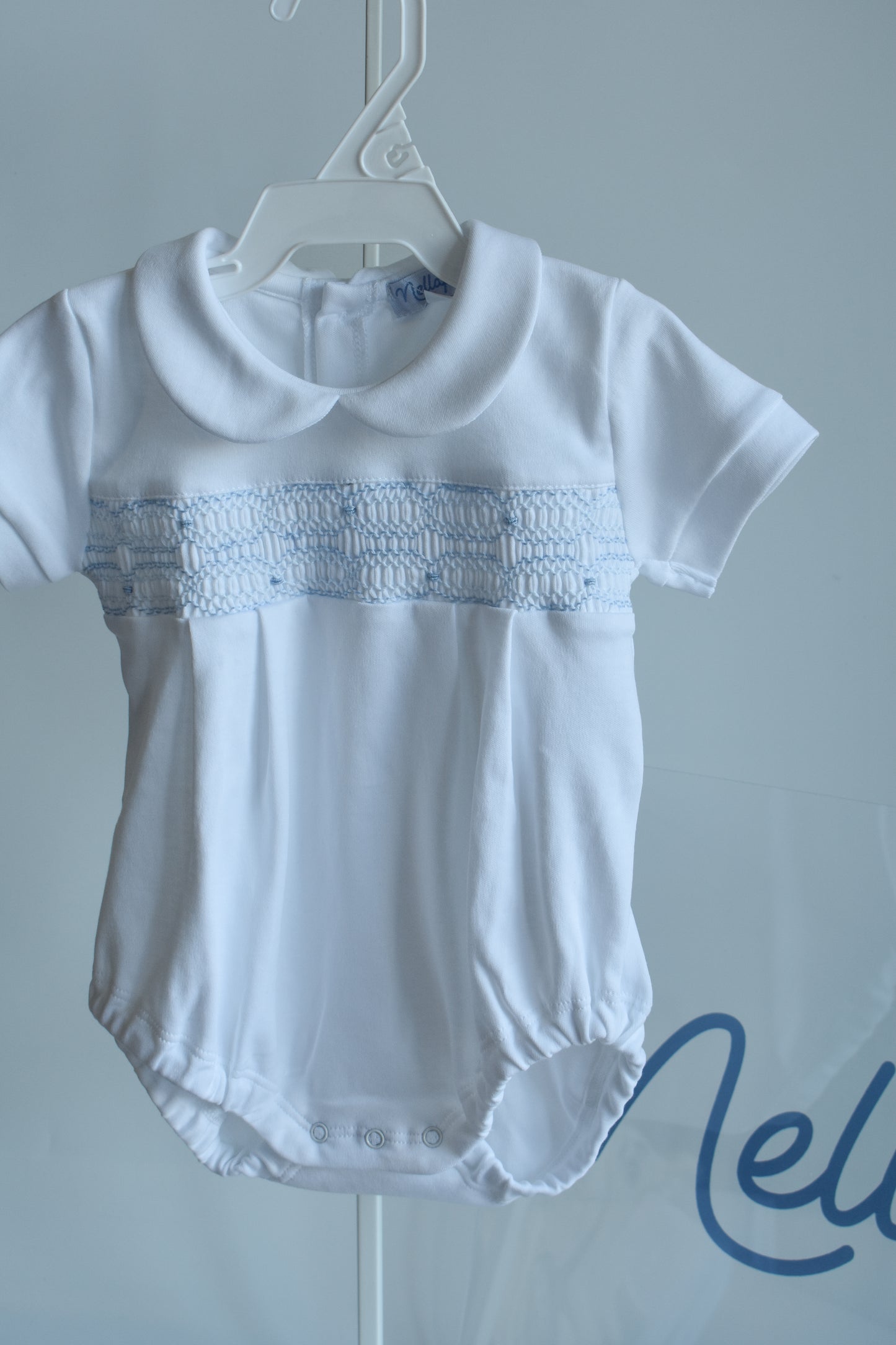White Signature Smocked Boys Bubble
