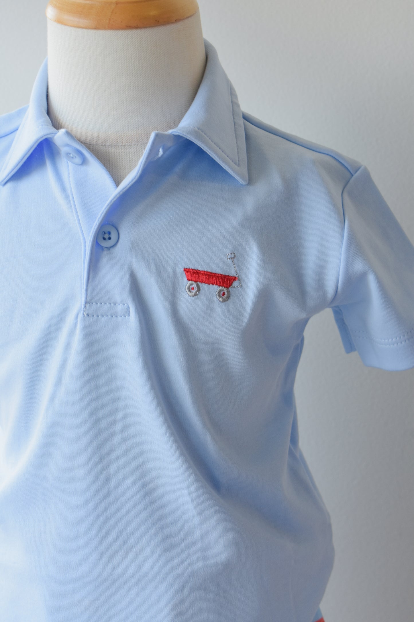 Lil Red Wagon Blue Knit Polo