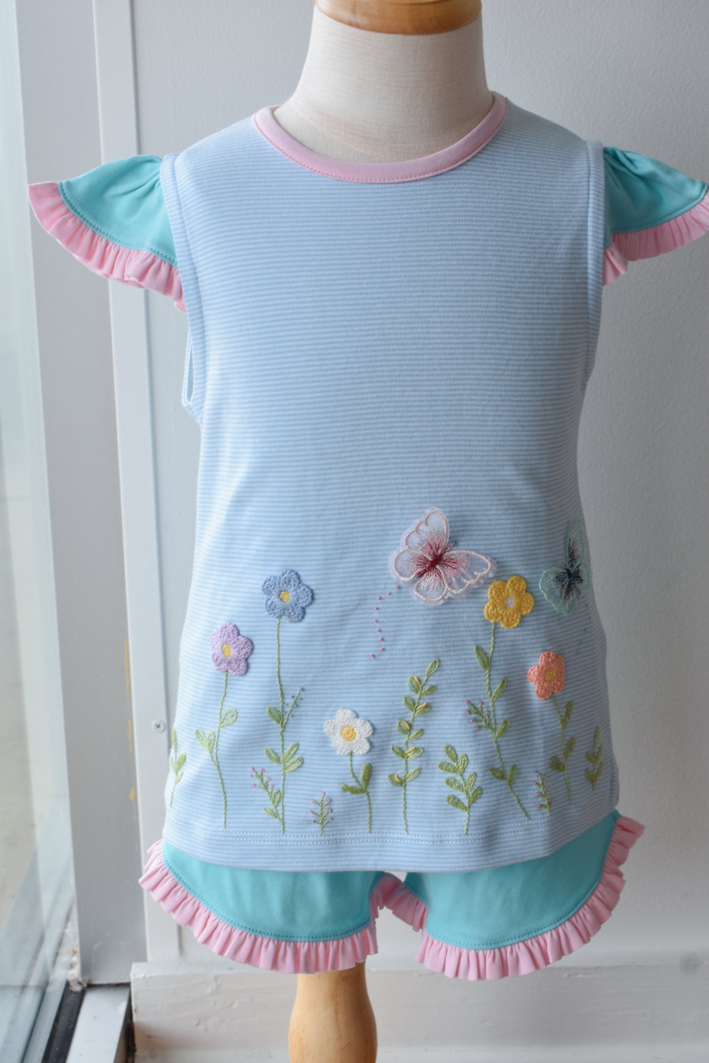 Butterfly Garden Ruffled Short Set