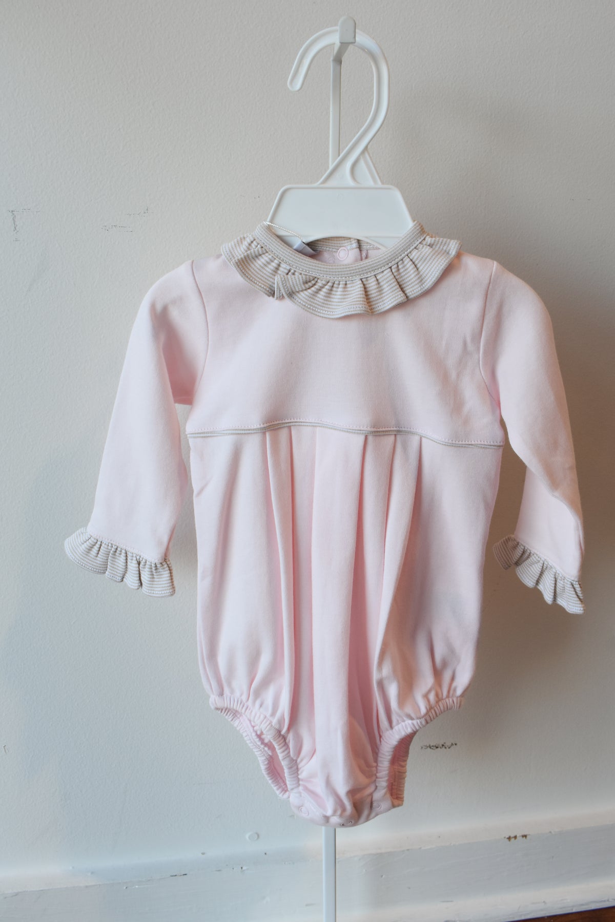Fall Mini Stripe Pink Long Sleeve Bubble