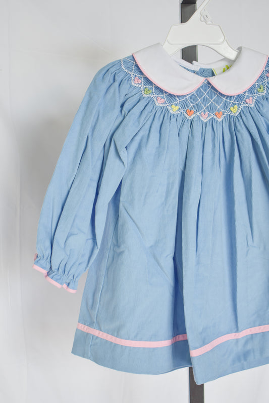 Sweetheart Smocked Corduroy Bishop Dress
