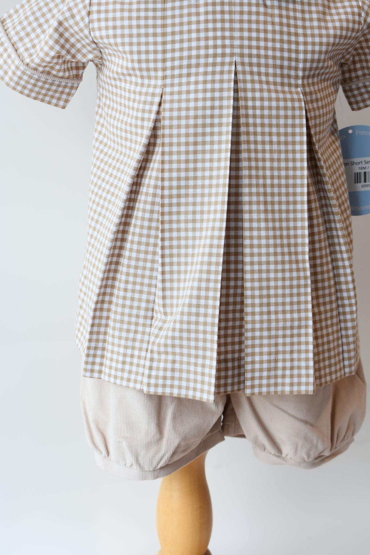 Carson Short Set-Khaki Gingham