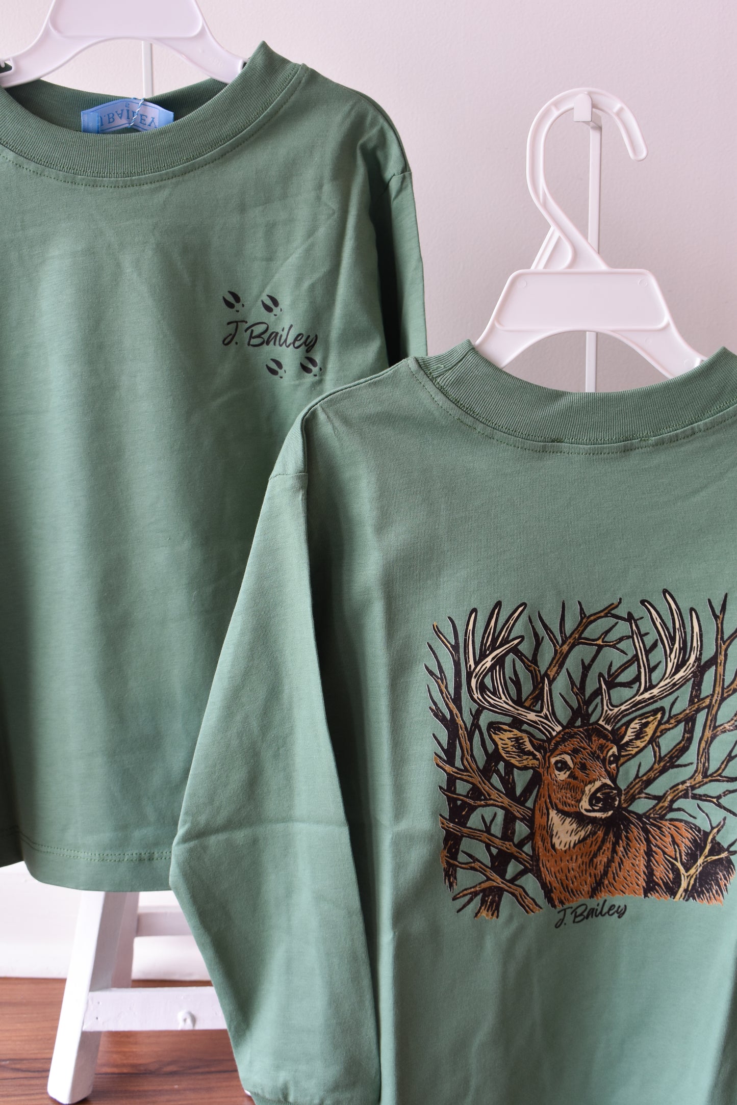 Long Sleeve Logo Tee-Buck on Sage
