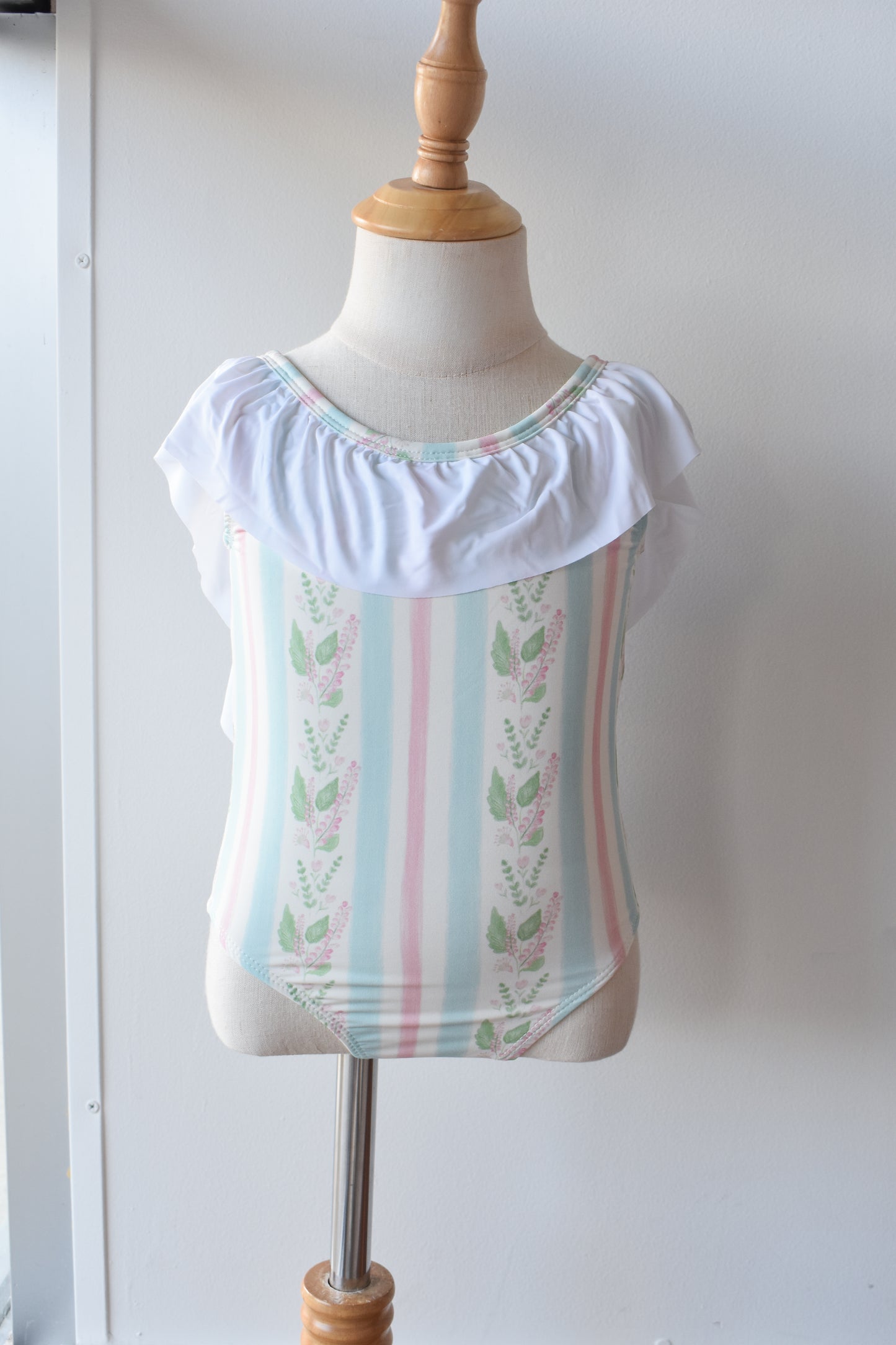 Florals and Stripes Flutter Sleeve One Piece