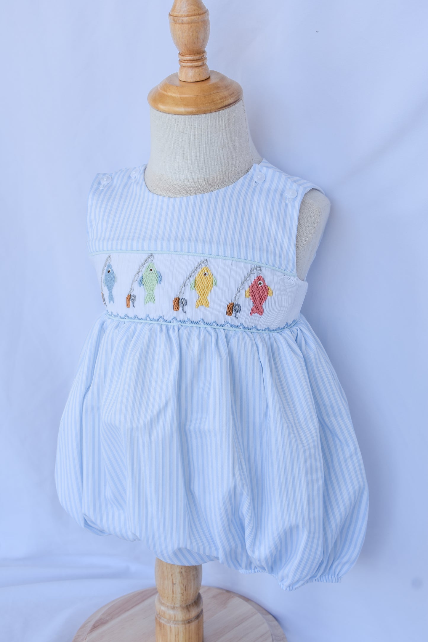 "Reel" Sweet Ted Smocked Bubble