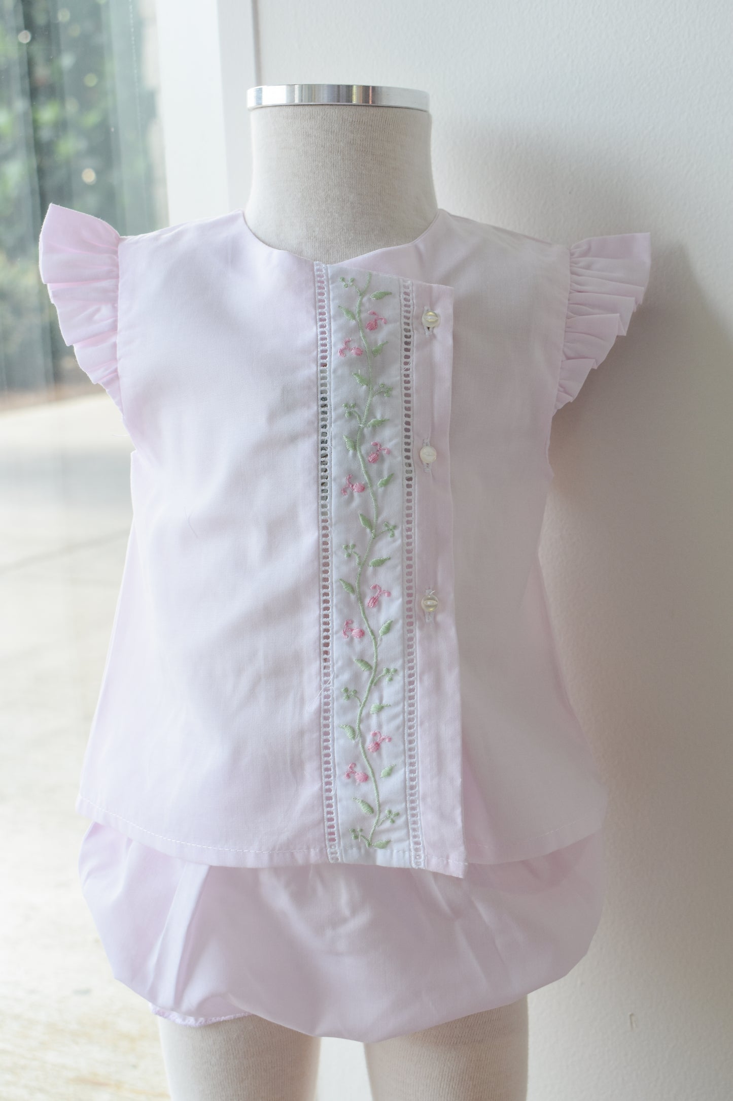 Pink Florals n Vines Diaper Set