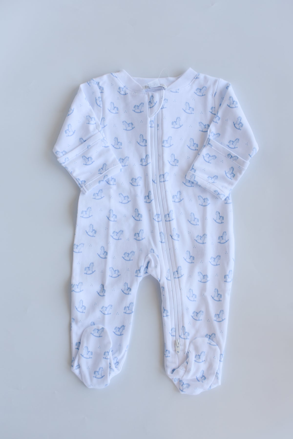 Blue Gingham Rockers Zip Footie