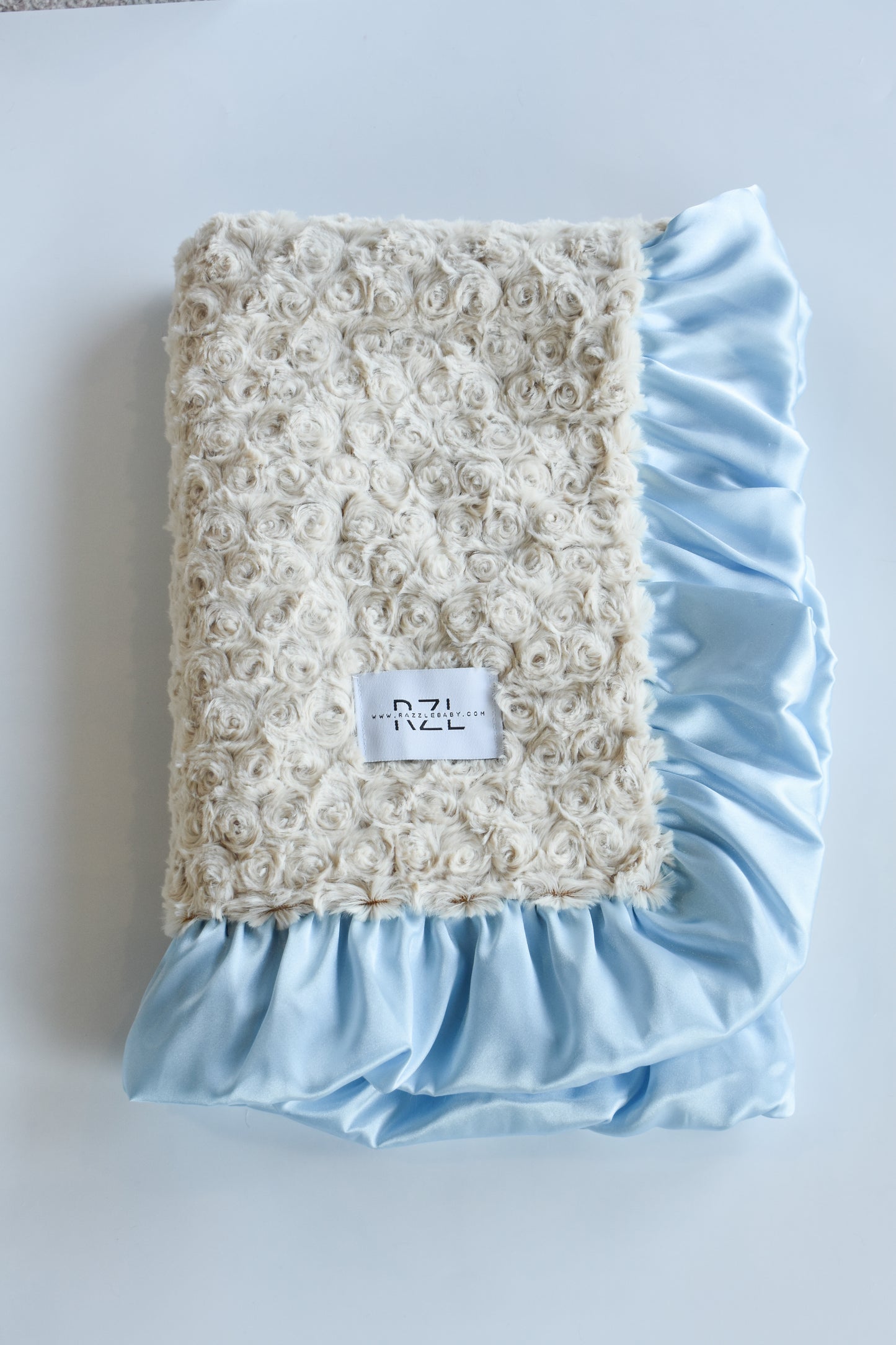 Double Plush Blanket-Blue/Camel Poodle