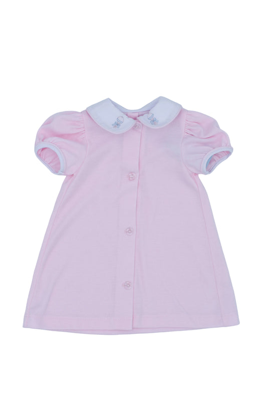 Baby's First Rattle Pink Knit Daygown