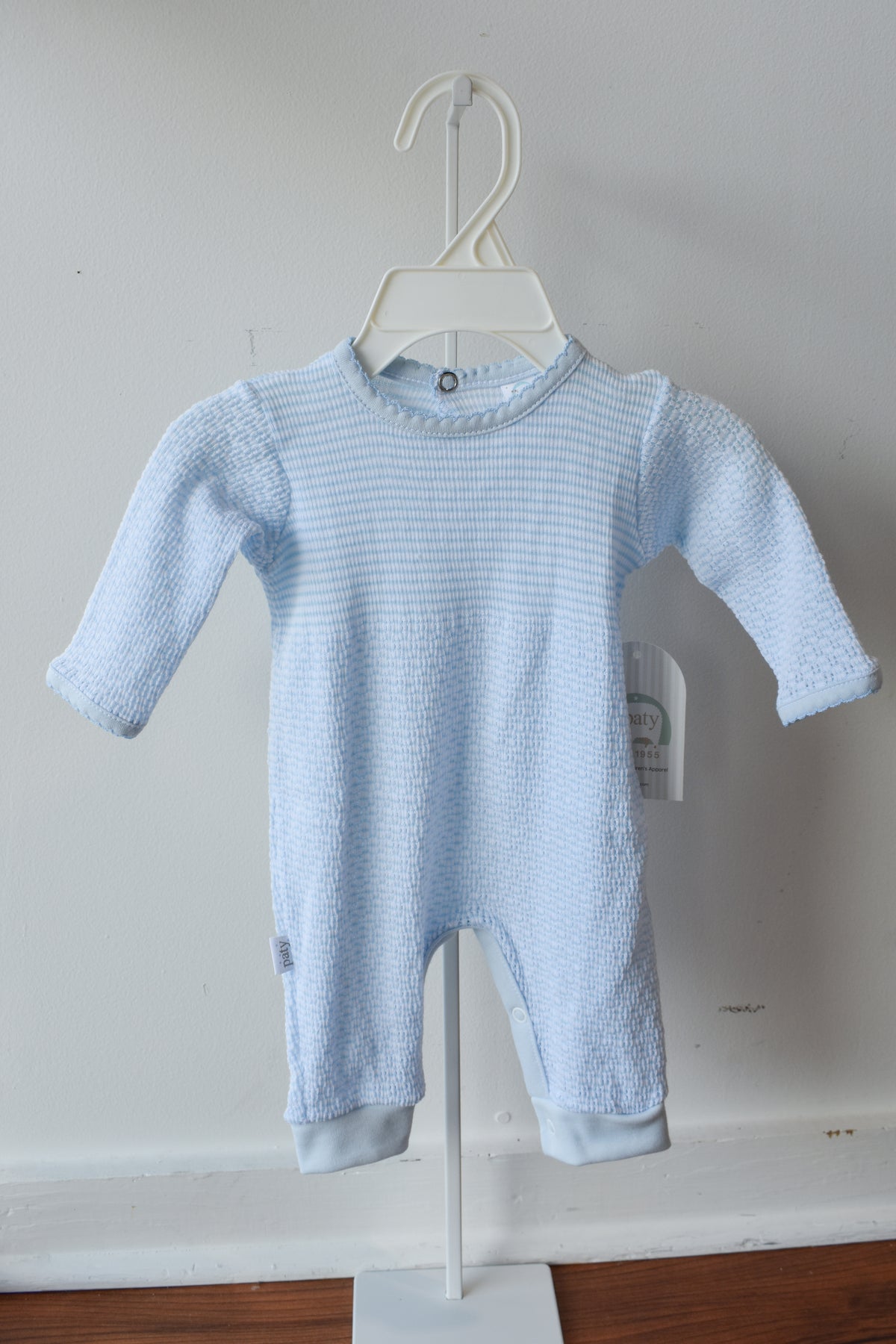 Paty Knit Solid Color Pima Trim Romper