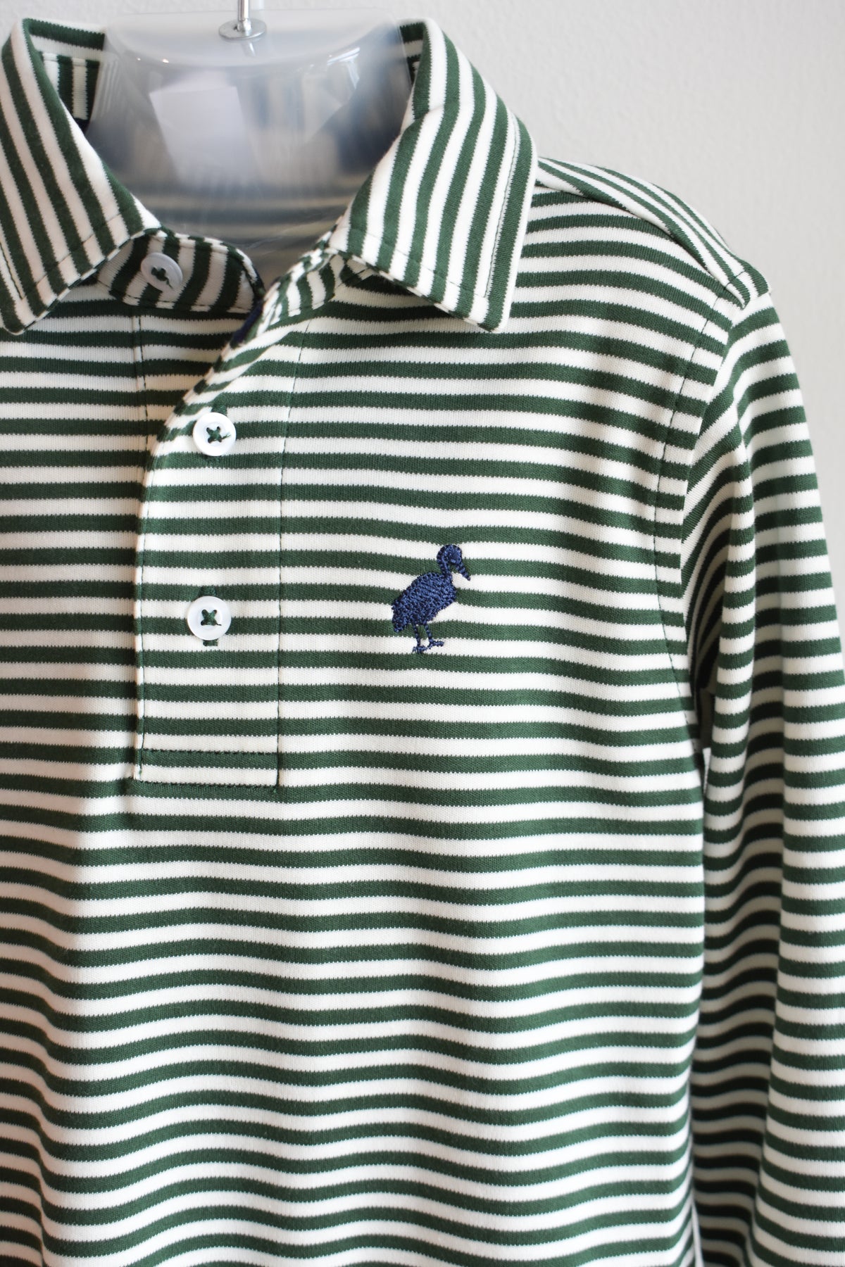 Prim and Proper Polo LS-Grier Green/Palmetto Pearl Stripe