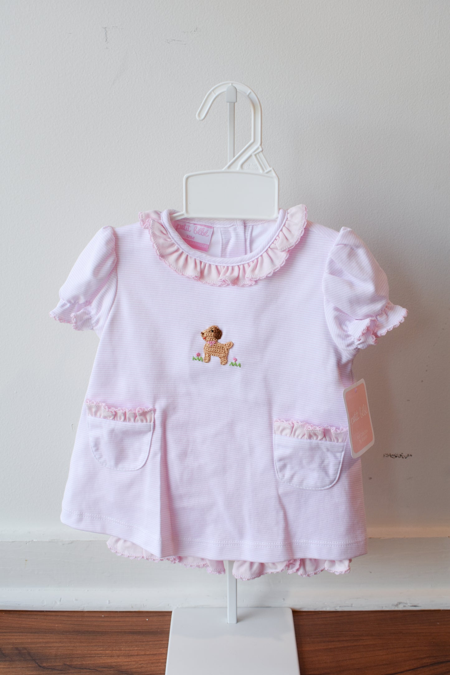 Petit Pups Pink Stripe Knit Bloomer Set