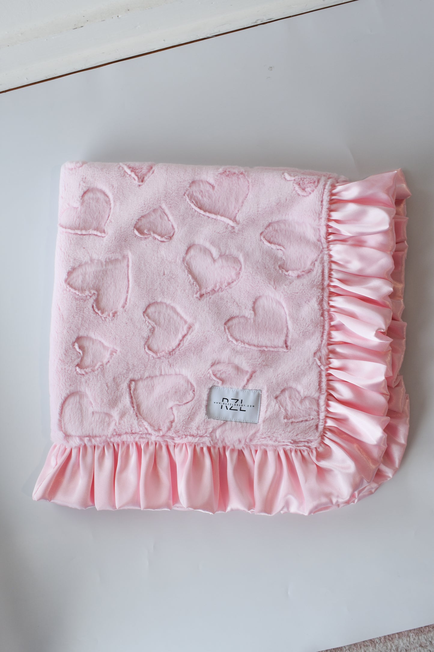 Double Plush Blanket-Pink Hearts