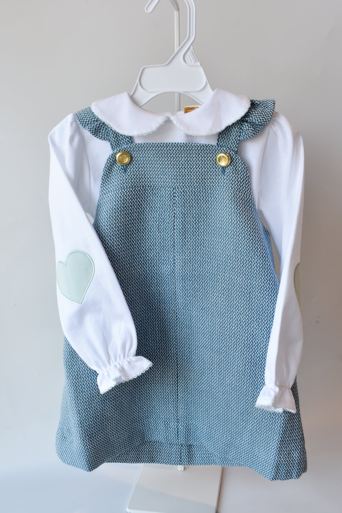 Emma’s Elbow Top-White/Greenwich Green