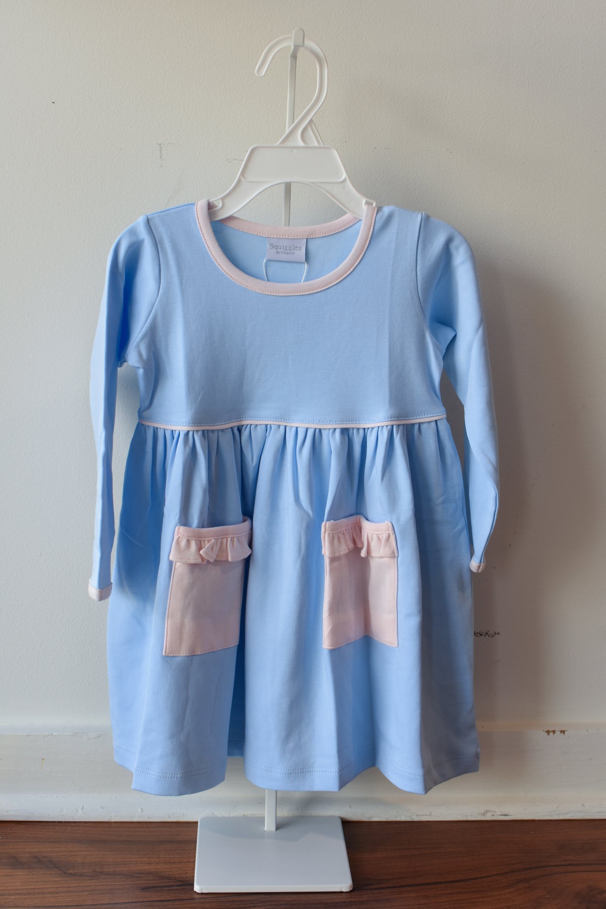 Blushing Blue Long Sleeve Pocket Dress