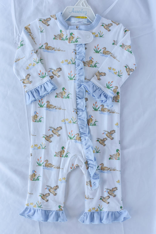 Marshy Dreams Ruffled Footless Zipper Pajama
