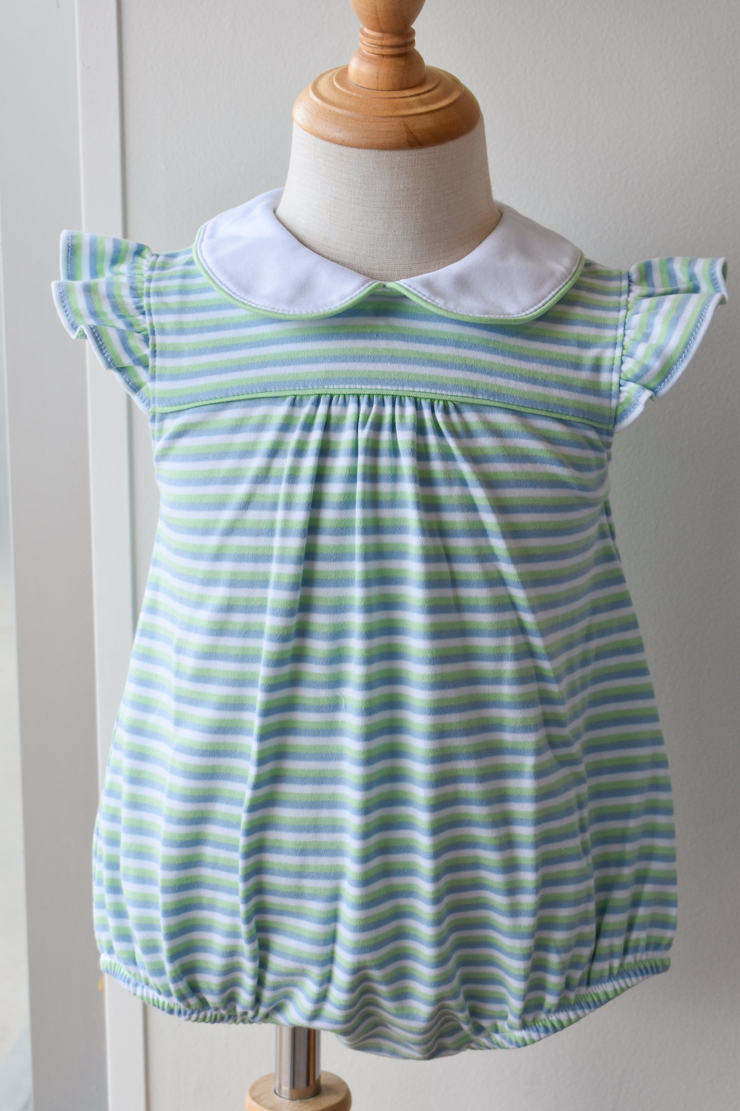 Angel Sleeve Peter Pan Bubble-Greenview Stripe
