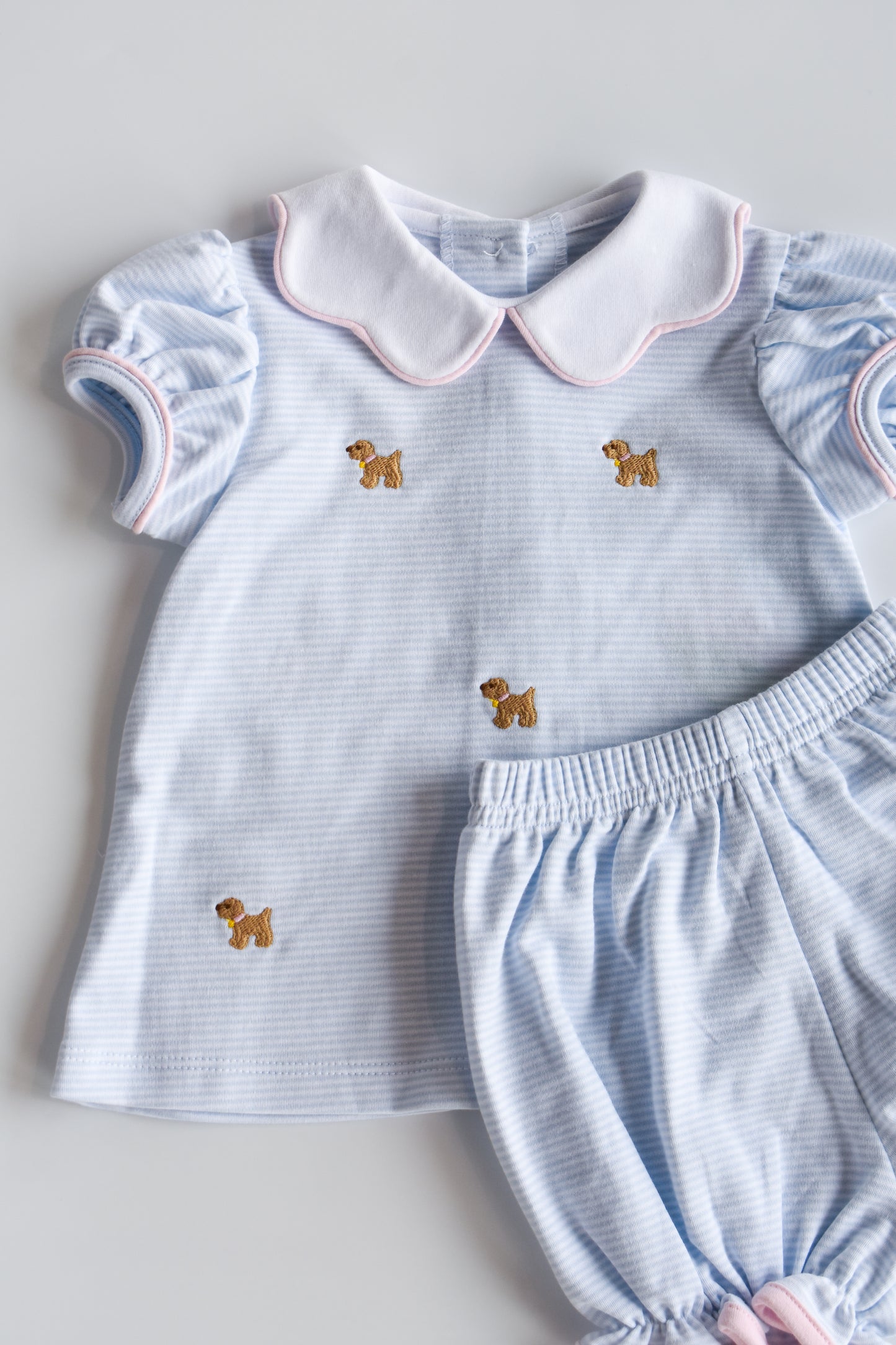 Puppy Bryar Bloomer Set-Light Blue Knit