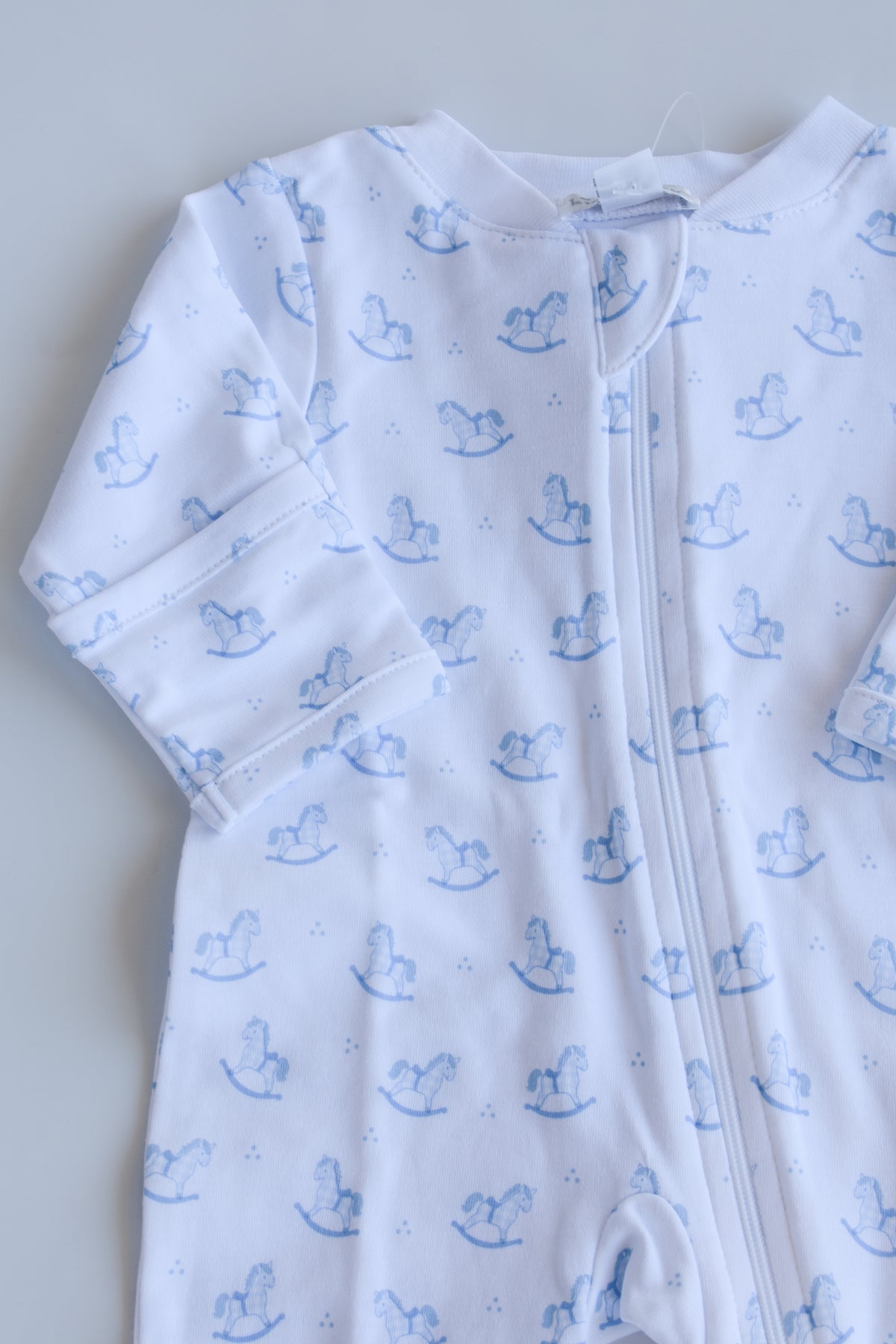 Blue Gingham Rockers Zip Footie