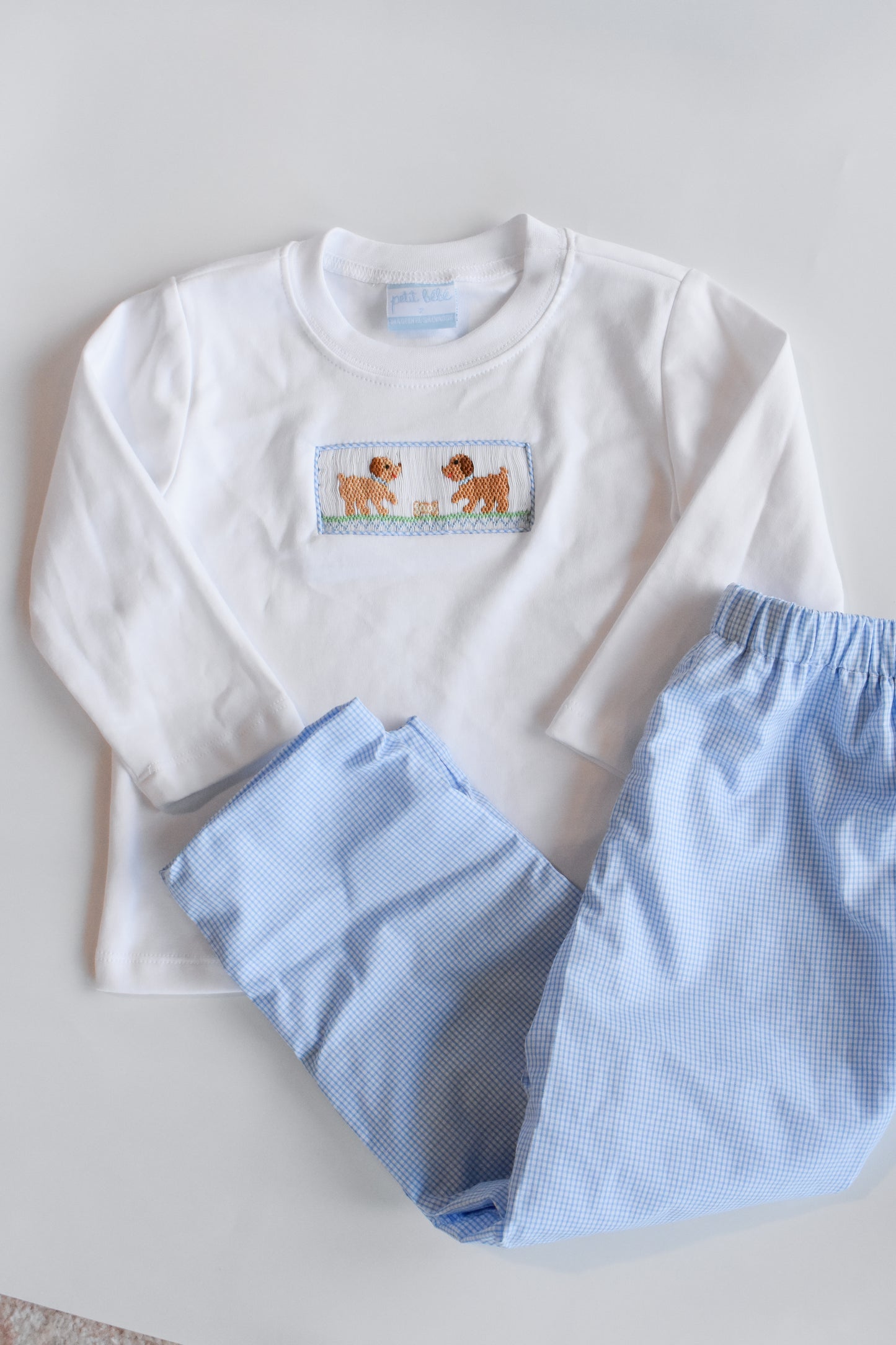 Petit Pups Smocked Long Sleeve Pant Set