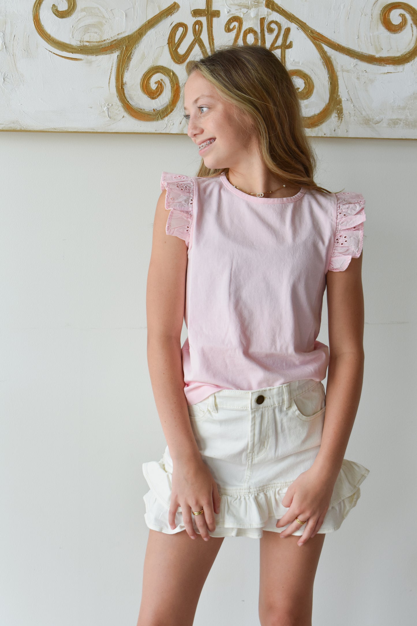 Ruffled Denim Mini Skirt
