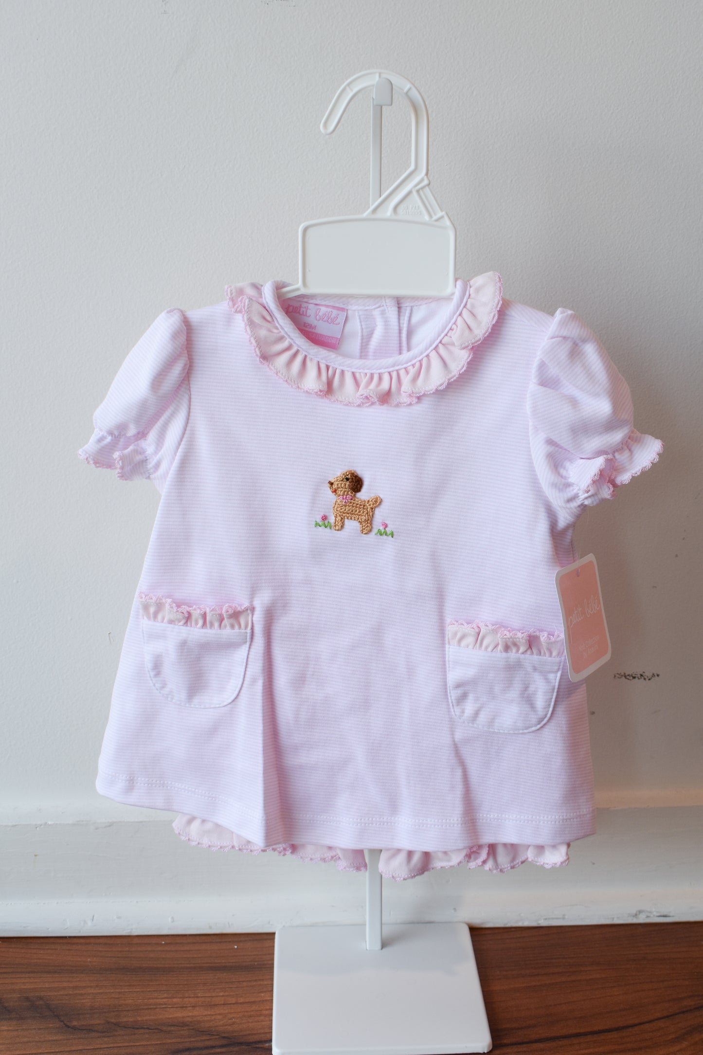 Petit Pups Pink Stripe Knit Bloomer Set