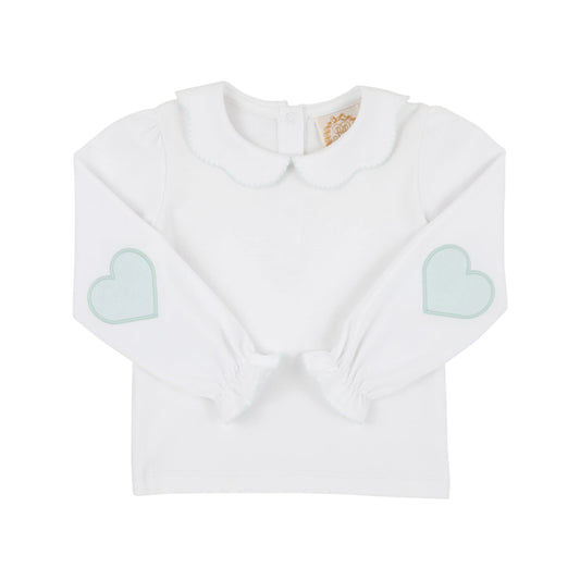 Emma’s Elbow Top-White/Greenwich Green