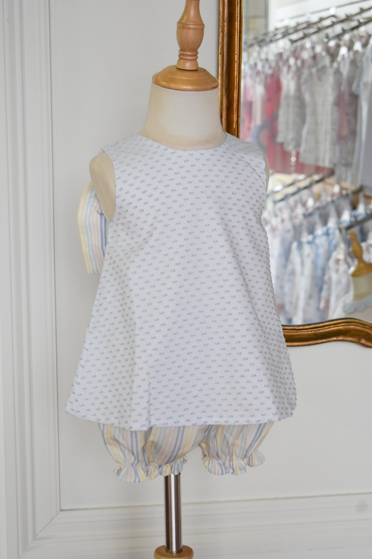 Blue Swiss Dot Lottie Bloomer Set