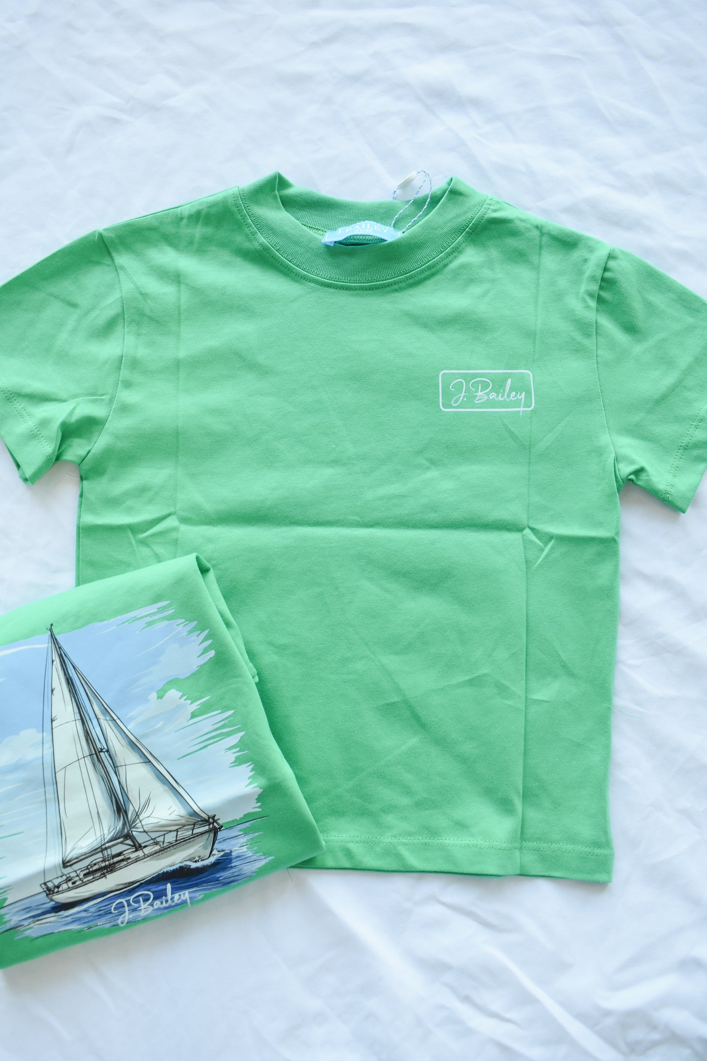 Short Sleeve Logo Tee-Sailboat on Green