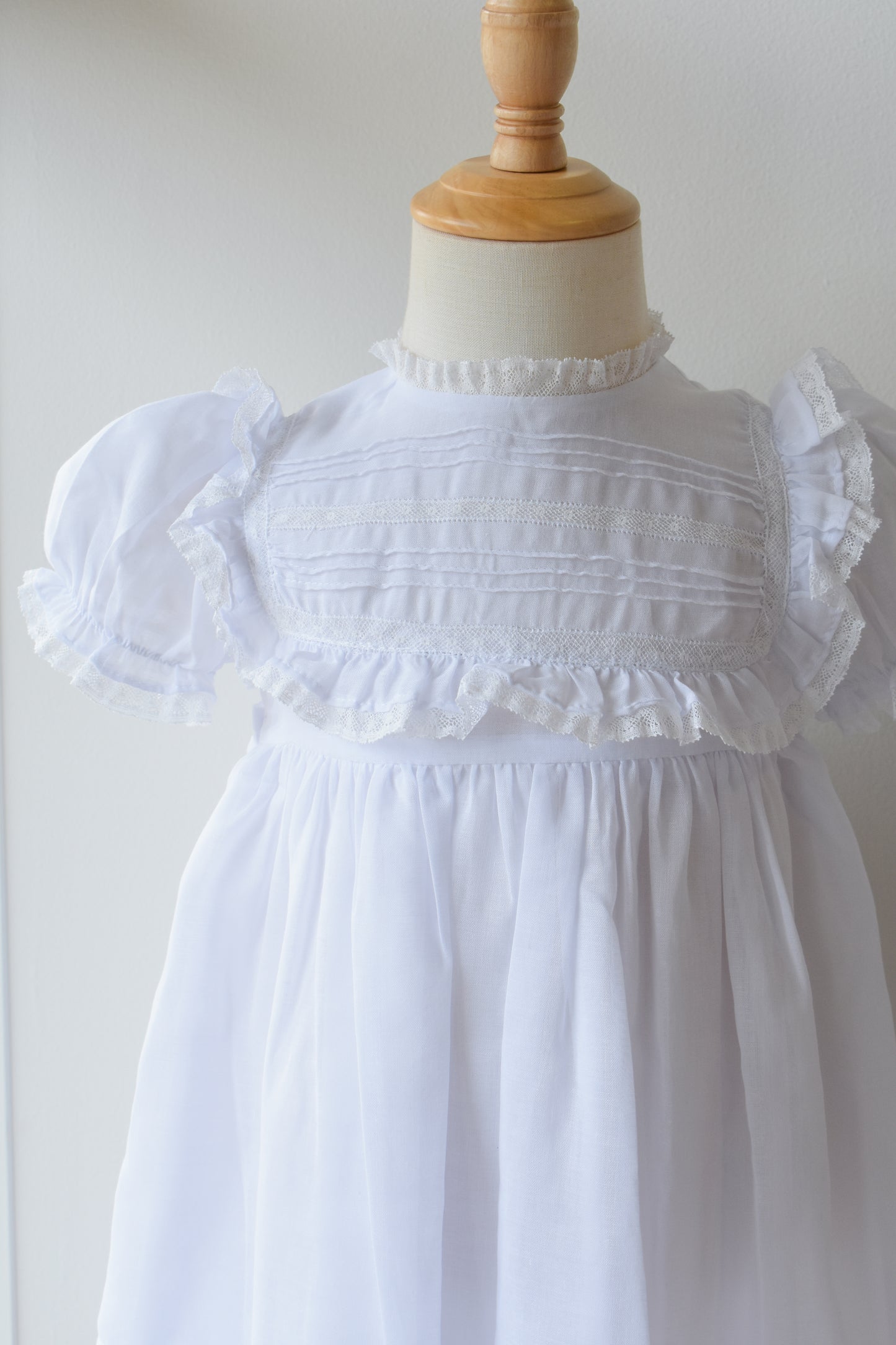 White Voile & Lace Wedding Dress-Tea Length