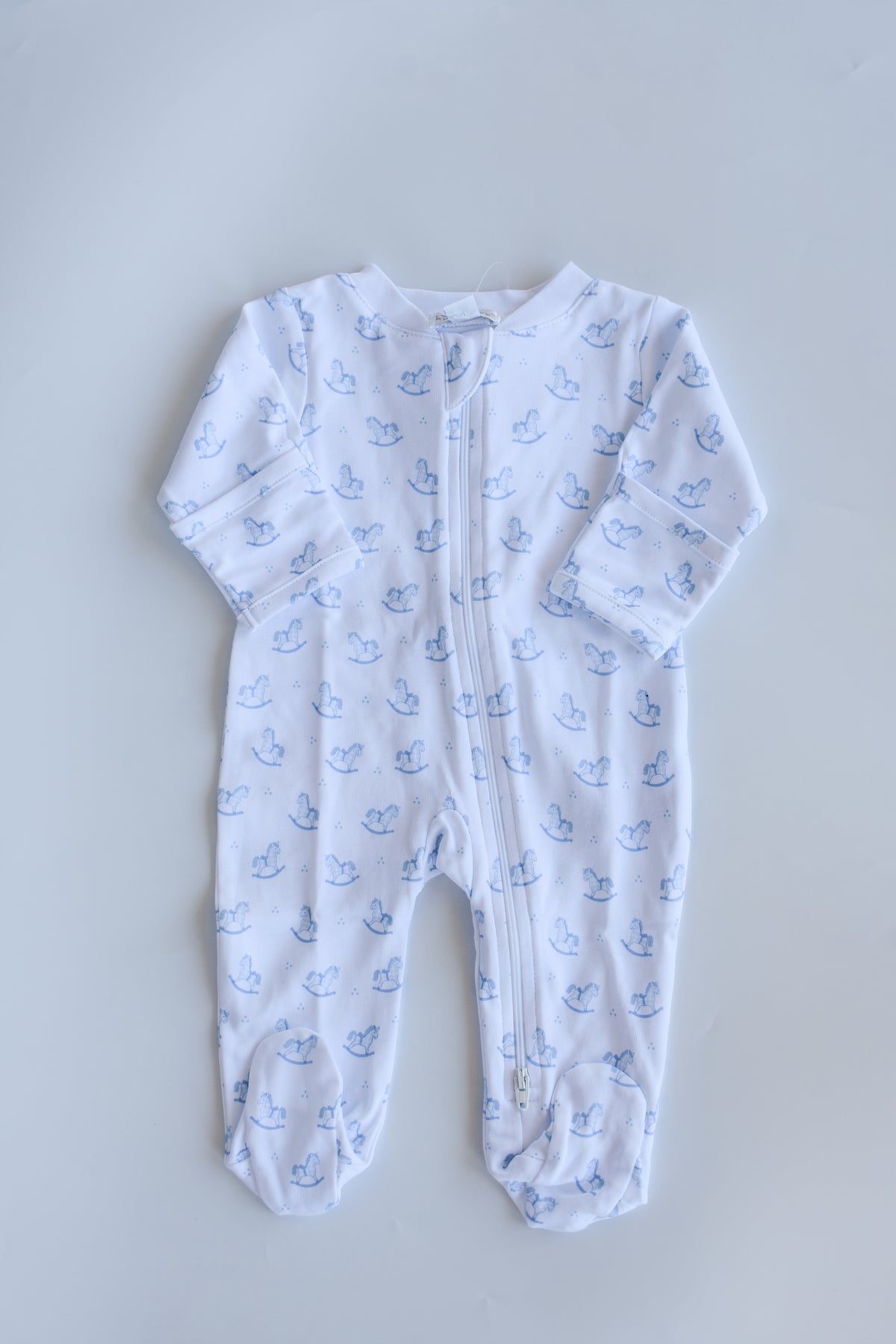 Blue Gingham Rockers Zip Footie