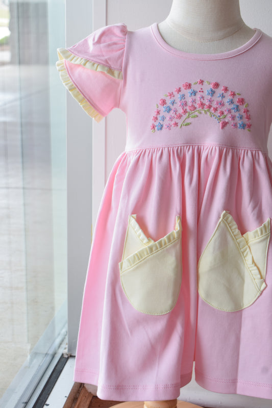 Blooming Rainbow Ruffled Pocket Dress