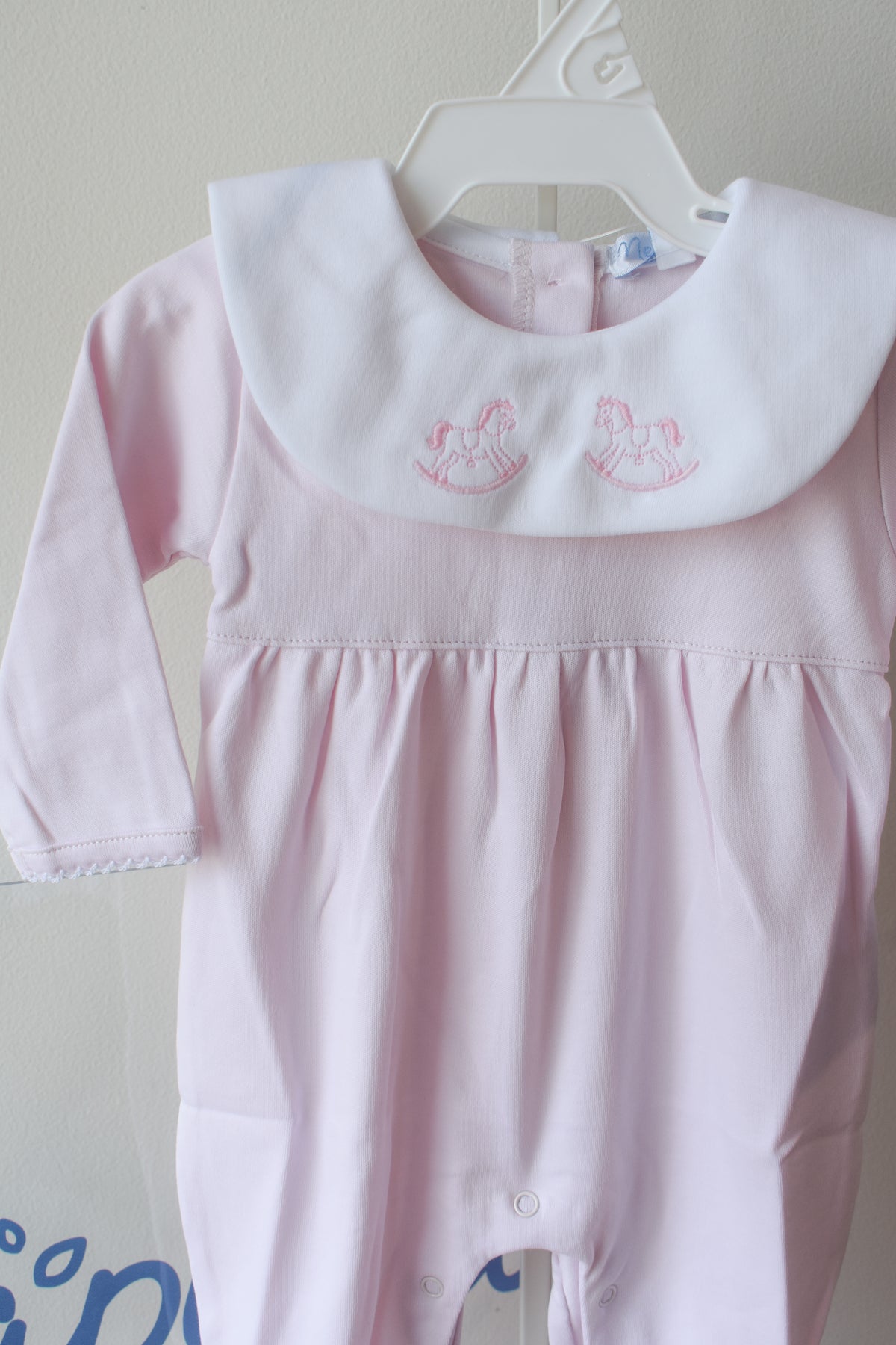 Pink Rocking Horse Embroidered Footie