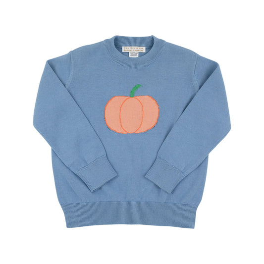 Isaac's Intarsia Sweater-Barrington Blue/Pumpkin