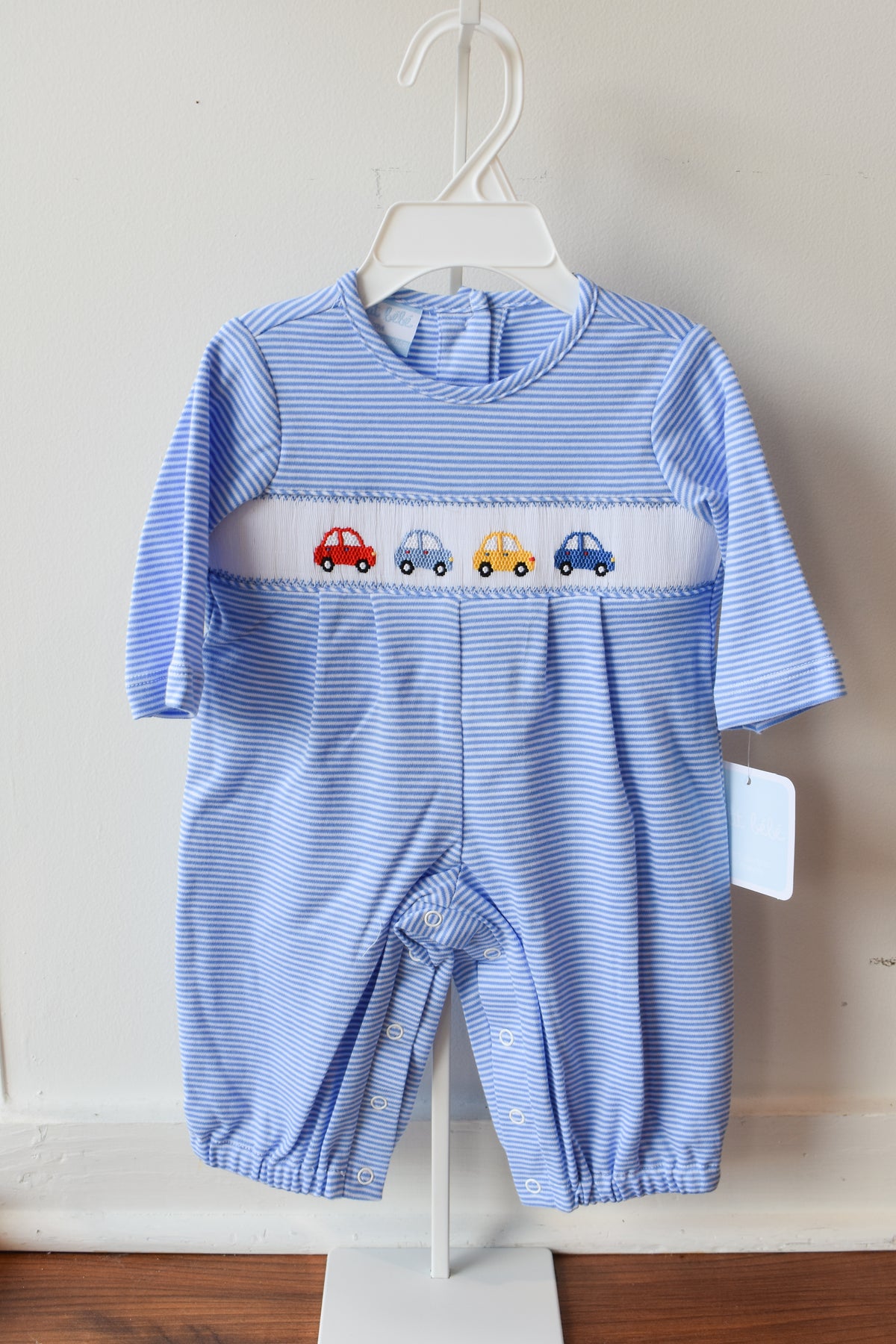 Beep Beep Blue Stripe Knit Romper