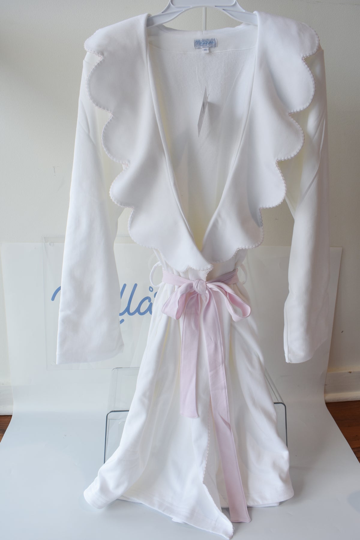 Nella Women's Robe-Pink Picot Trim