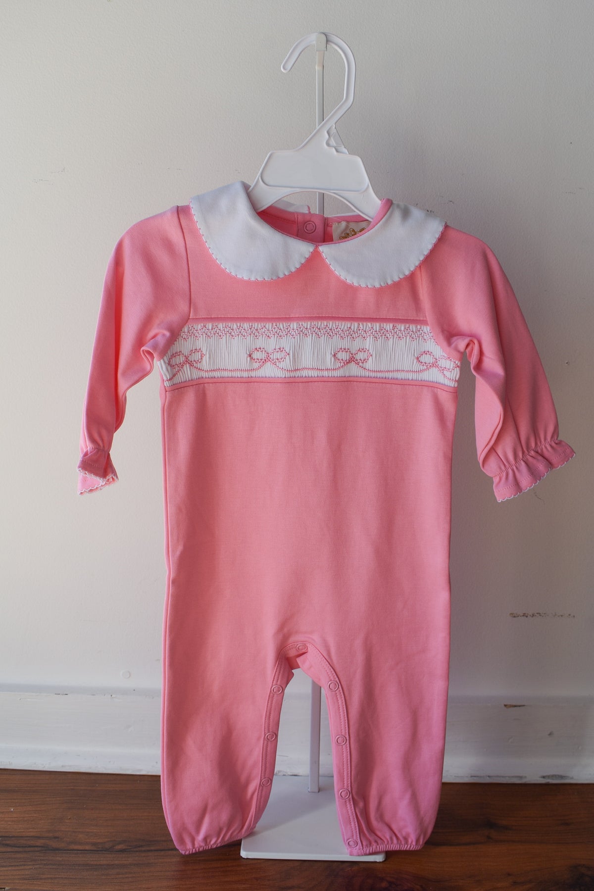 Rigsby Romper-Hamptons Hot Pink Pima White Smocking