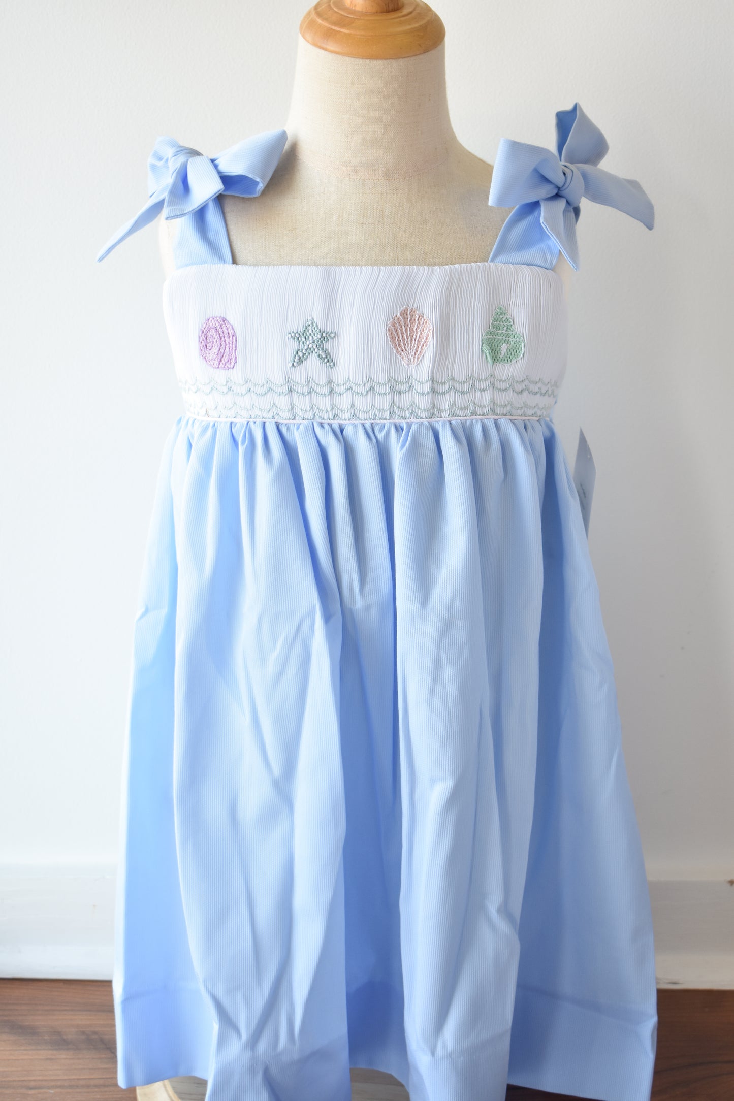 Julia Seashell Smocked Bow Strap Dress