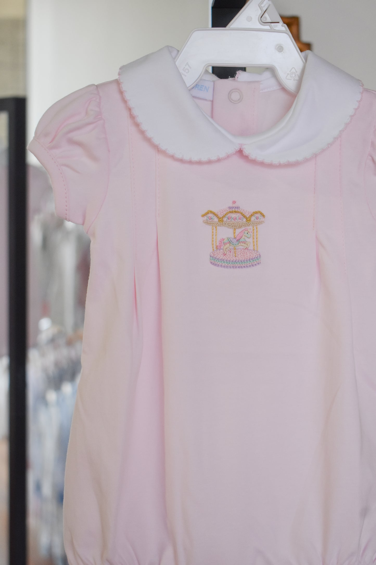 Pink Carousel Hand Embroidered Pima Bubble