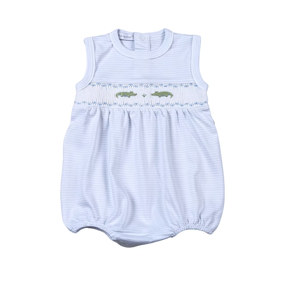 Blue Gators Hand Smocked Sleeveless Bubble