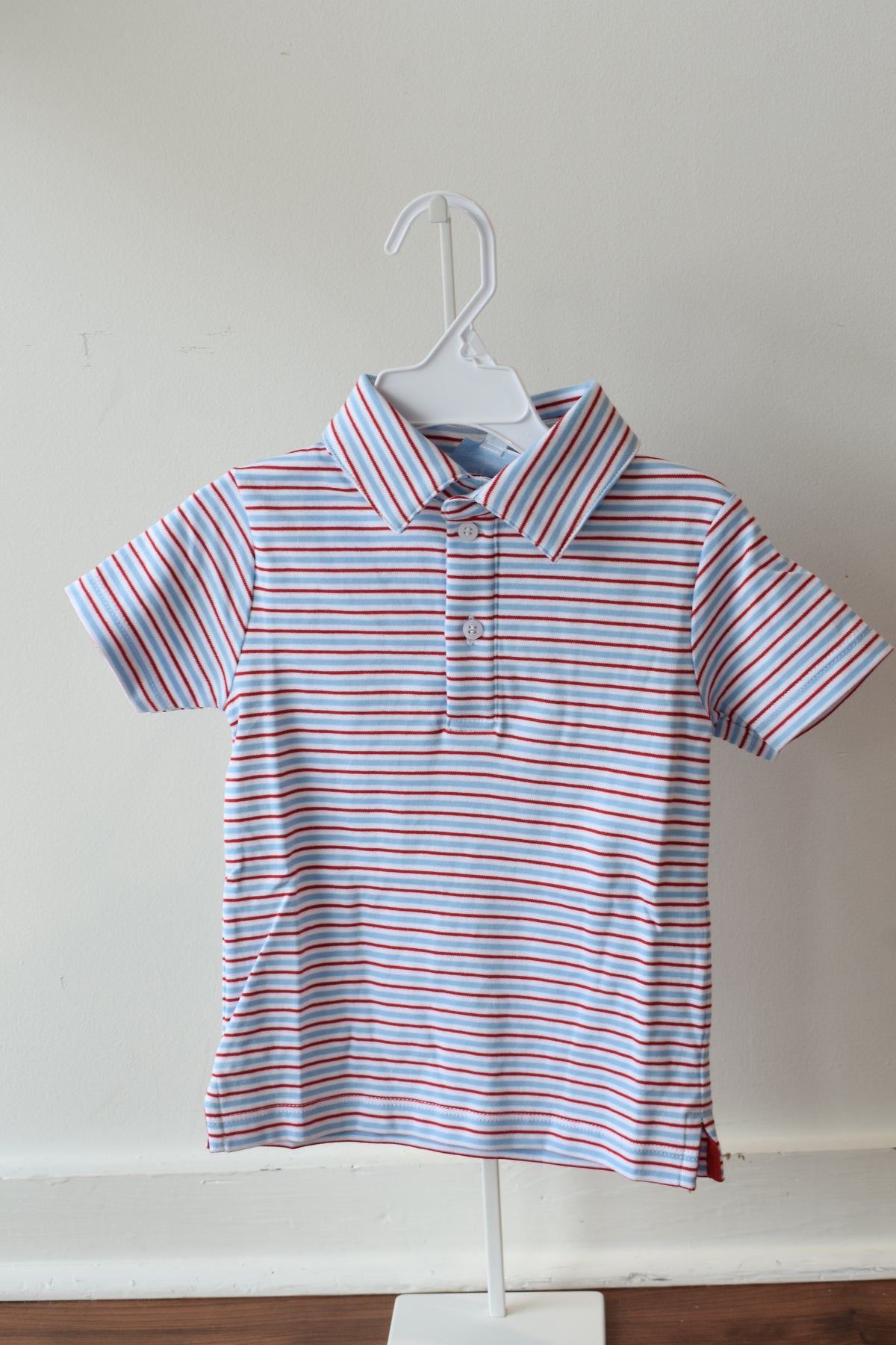 Basic Short Sleeve Polo-Primary Stripes