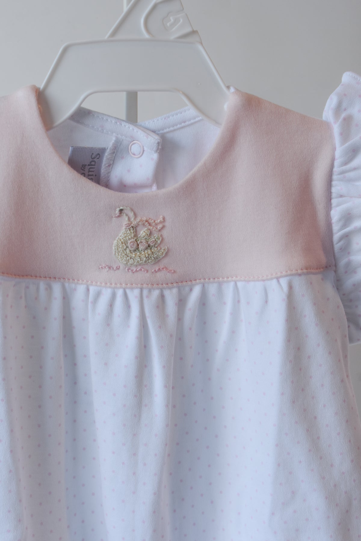 Darling Swan Pink Bitty Dot Ruffle Romper