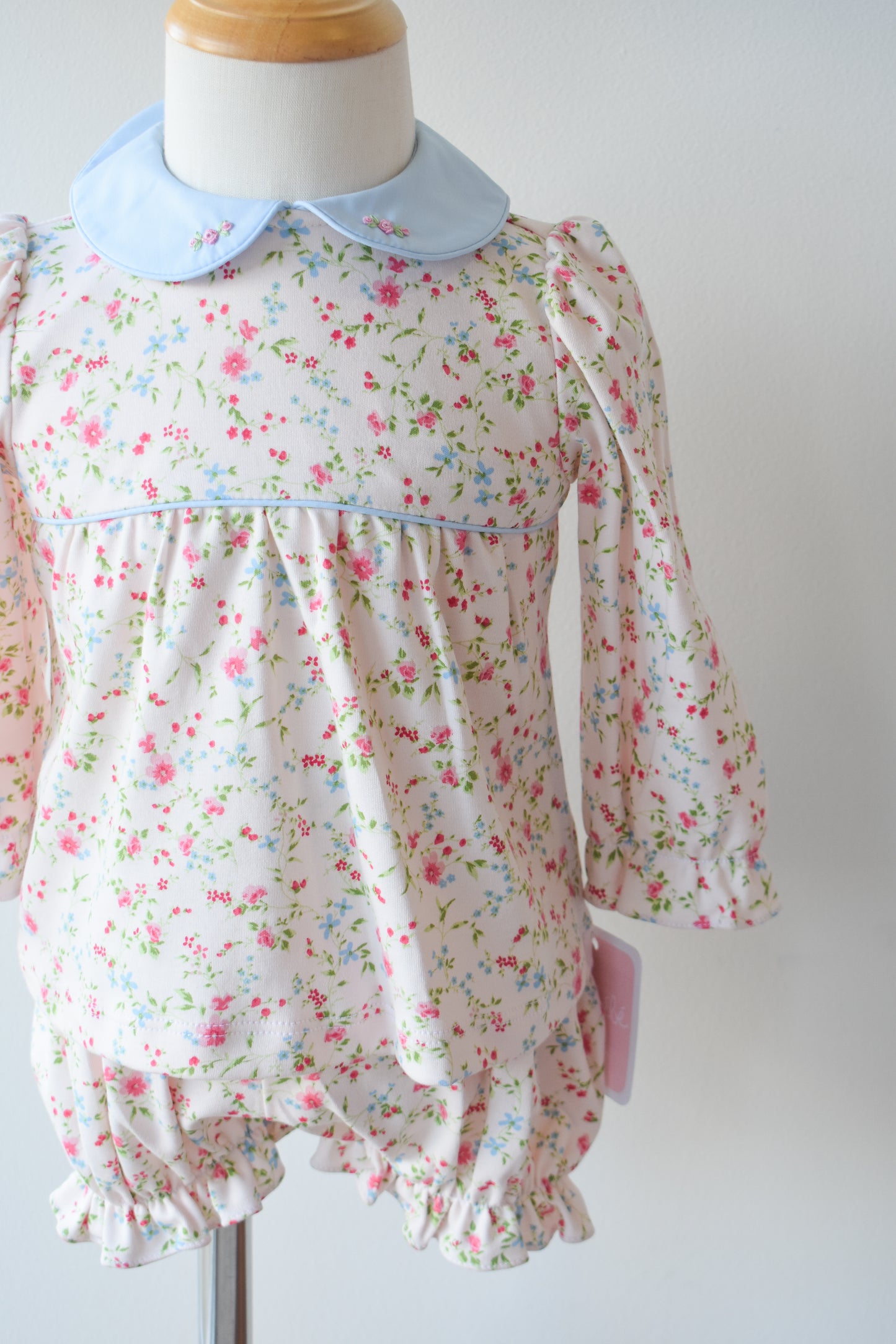 Pink Peonies Long Sleeve Knit Bloomer Set
