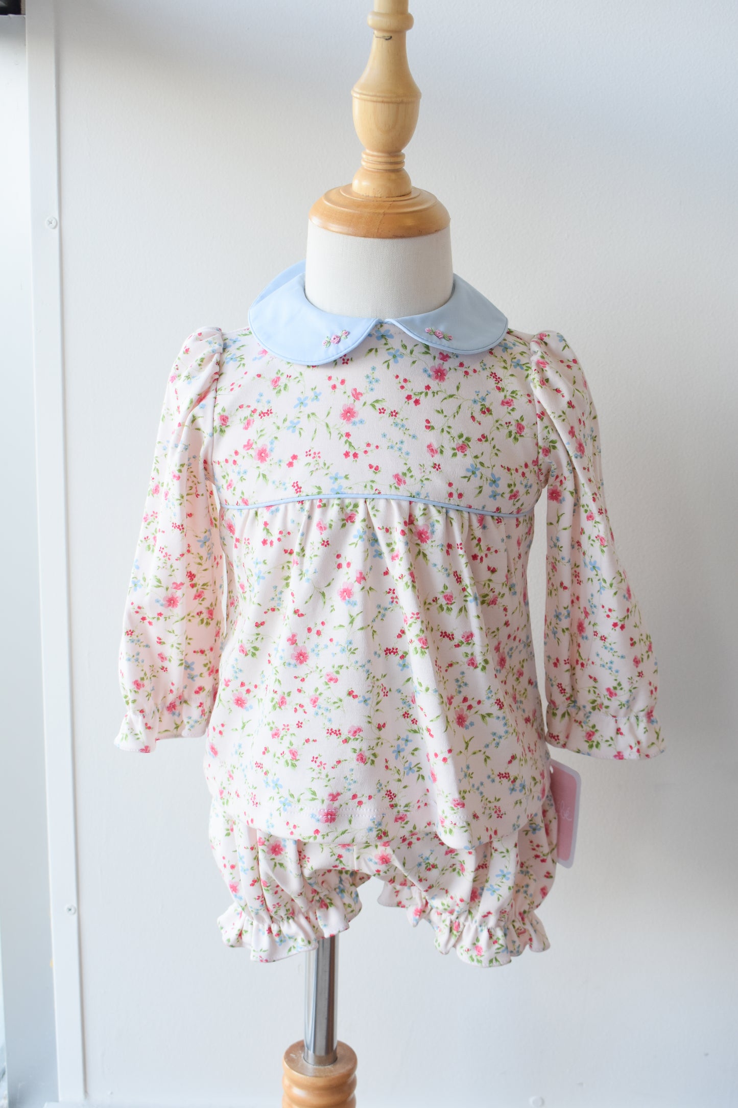 Pink Peonies Long Sleeve Knit Bloomer Set